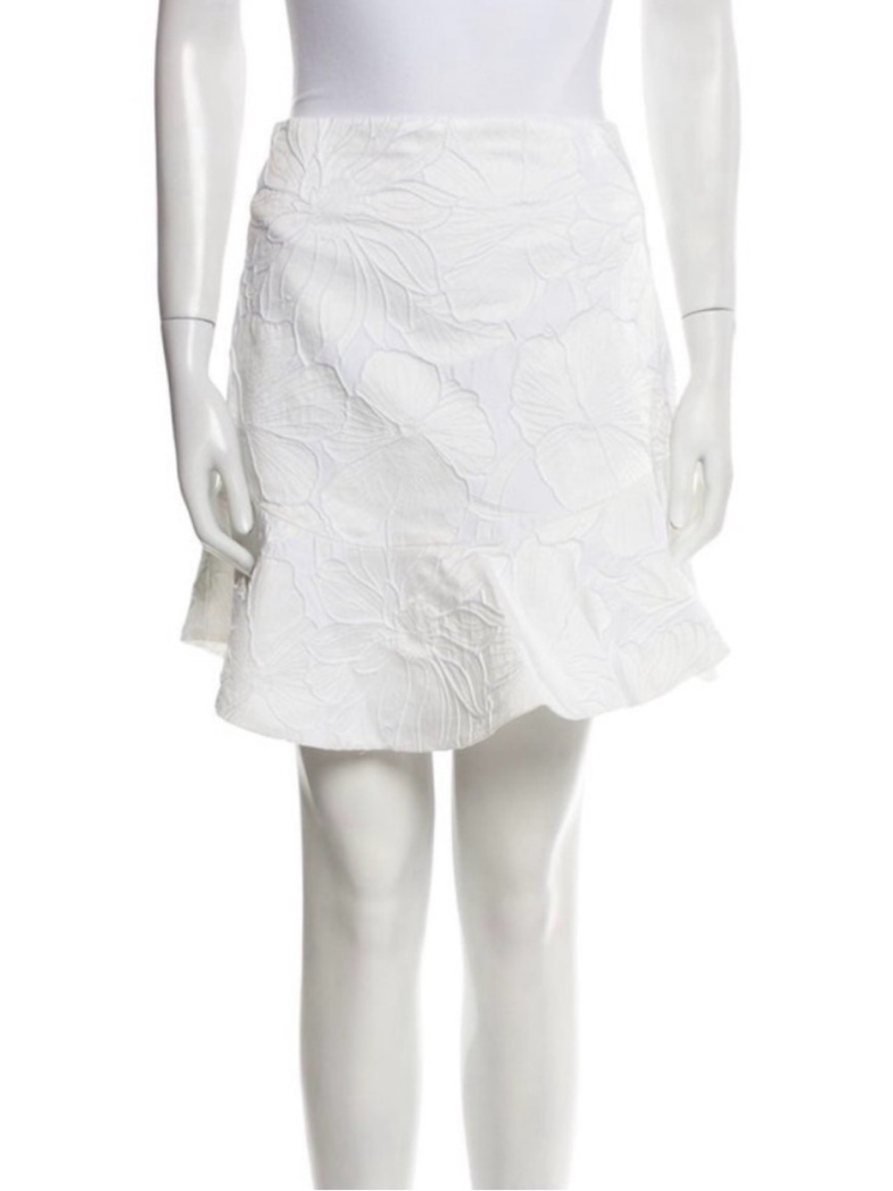Alice + Olivia White Textured Mini Skirt